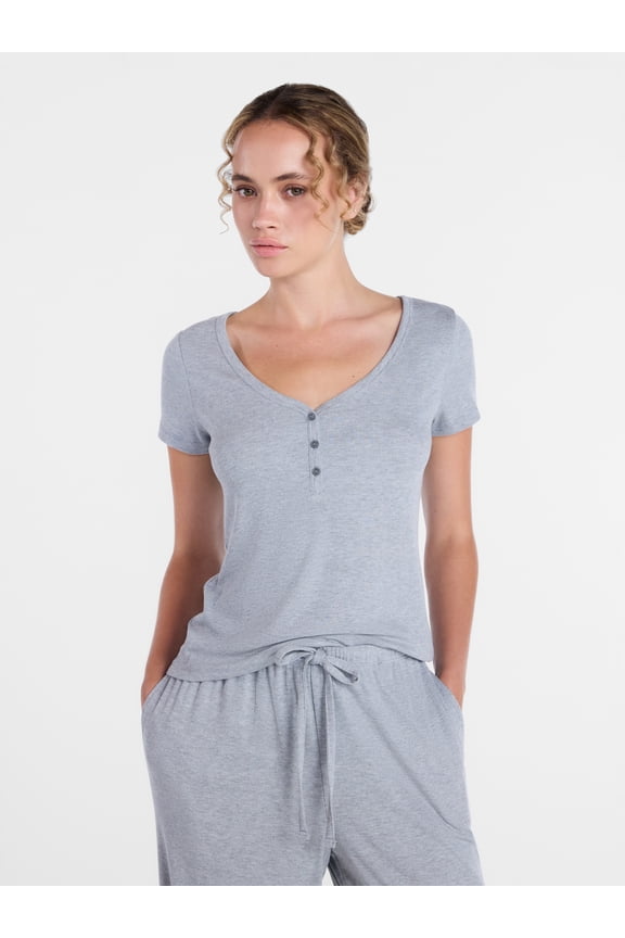 Women’s Modal Blend Ribbed Henley Sleep Top, Sizes XS-3X