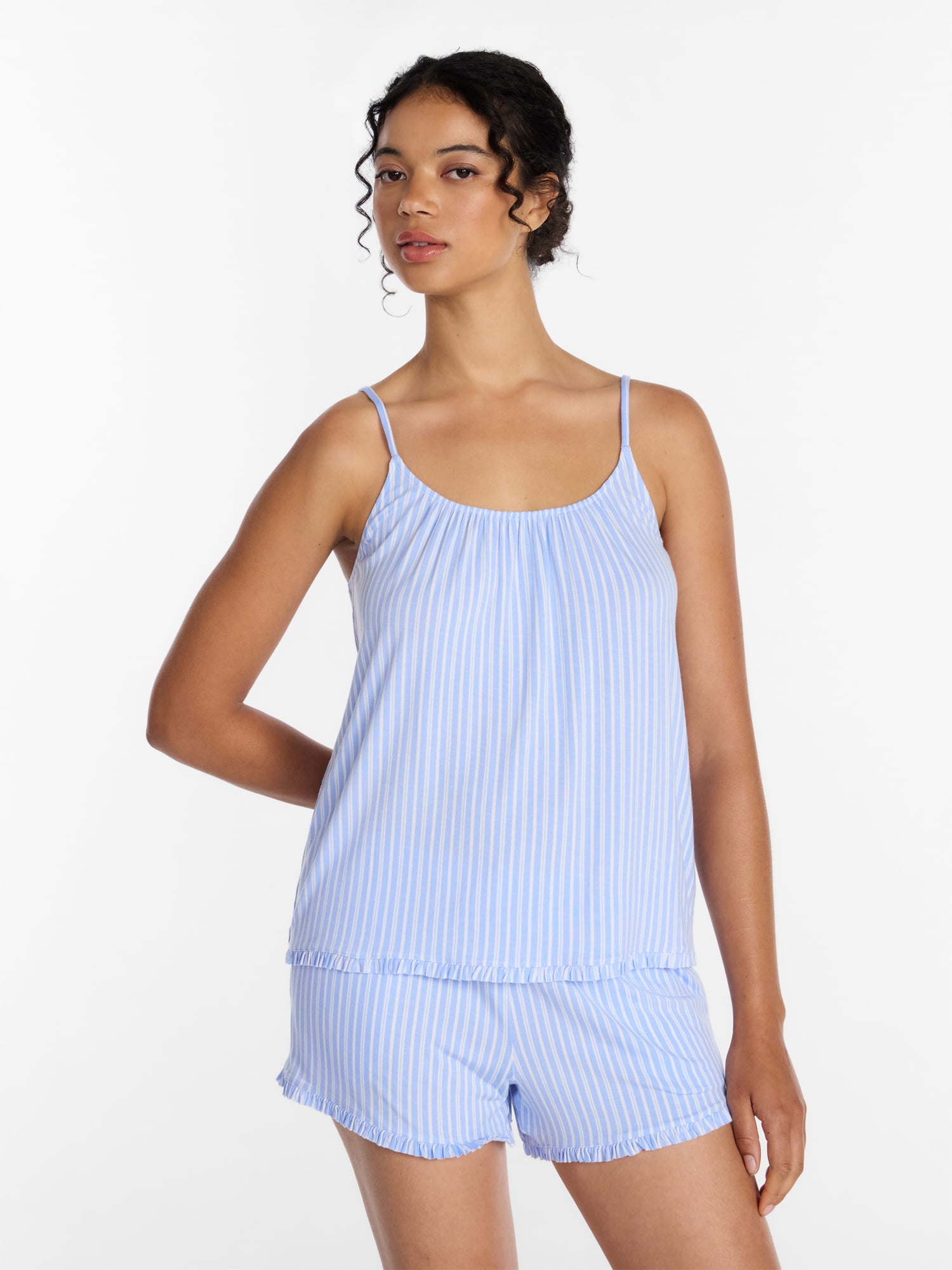 Joyspun Women's Modal-Blend Ruffle Trim Cami and Shorts Sleepwear
