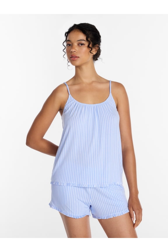 Women’s Modal-Blend Ruffle Trim Cami and Shorts Sleepwear Set, 2-Piece, Sizes XS-3X