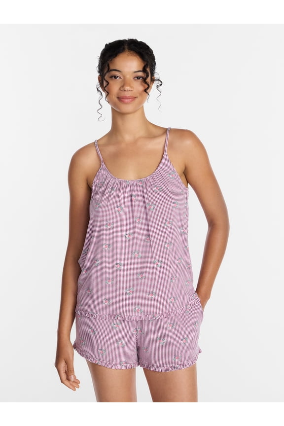 Women’s Modal-Blend Ruffle Trim Cami and Shorts Sleepwear Set, 2-Piece, Sizes XS-3X