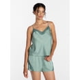 thumbnail image 1 of Joyspun Women's Lace Trim Stretch Satin Cami and Shorts Set, 2-Piece, Sizes XS-3X, 1 of 6