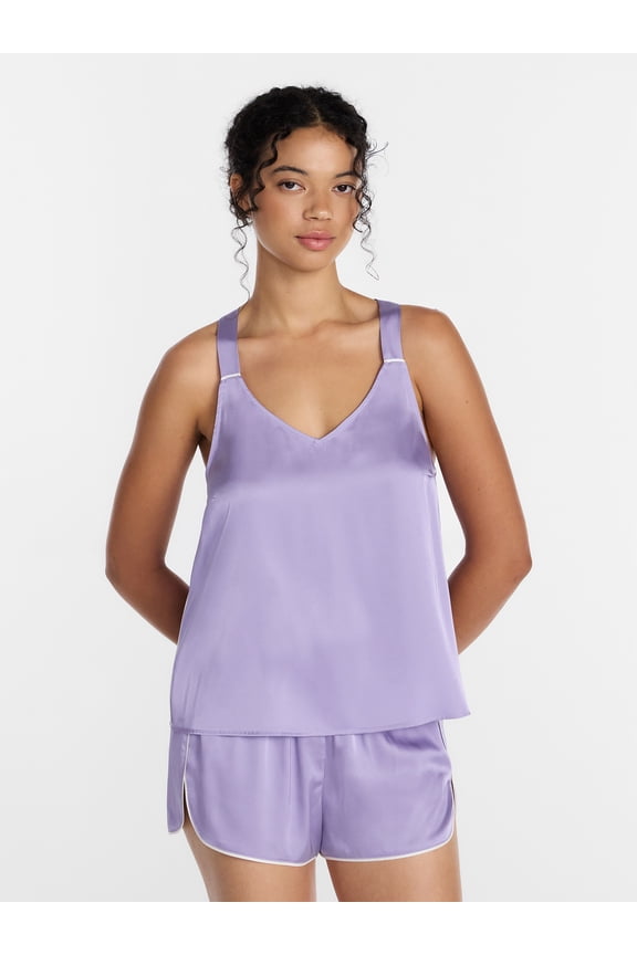 Women’s Stretch Satin Cami and Shorts Pajama Set, 2-Piece, Sizes XS-3X