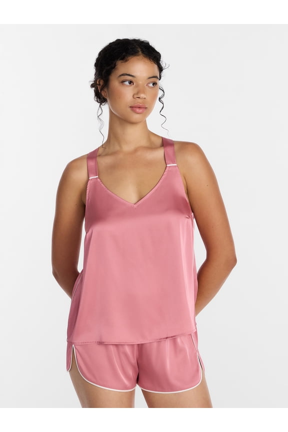 Women’s Stretch Satin Cami and Shorts Pajama Set, 2-Piece, Sizes XS-3X