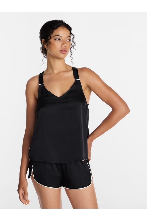 Women’s Stretch Satin Cami and Shorts Pajama Set, 2-Piece, Sizes XS-3X