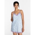 thumbnail image 1 of Joyspun Women's Lace Trim Stretch Satin Chemise, Sizes S-3X, 1 of 6