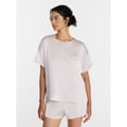 thumbnail image 1 of Joyspun Women’s Short Sleeve Stretch Satin Top and Shorts Pajama Set, 2-Piece, Sizes XS-3X, 1 of 6