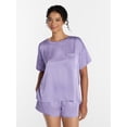 thumbnail image 1 of Joyspun Women’s Short Sleeve Stretch Satin Top and Shorts Pajama Set, 2-Piece, Sizes XS-3X, 1 of 6