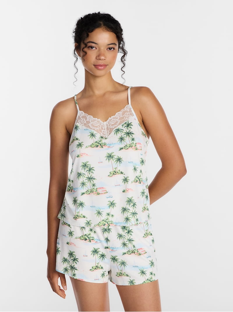 Joyspun Women's Dreamy Soft Collection Lace Trim Knit Cami and