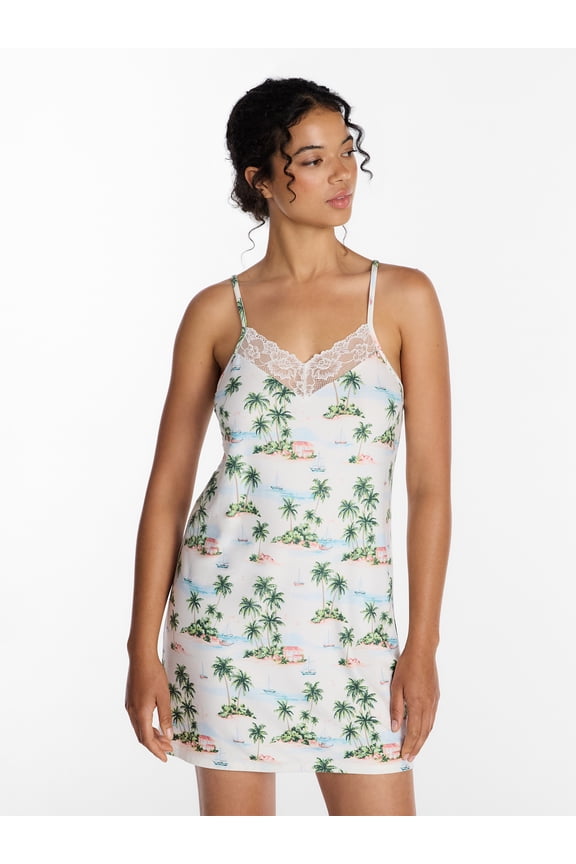 Women’s Dreamy Soft Collection Lace Front Knit Chemise, Sizes XS-3X