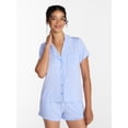 thumbnail image 1 of Joyspun Women’s Modal-Blend Ruffle Trim Notch Collar Top and Shorts Pajama Set, 2 Piece, Sizes XS-3X, 1 of 6