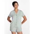 thumbnail image 1 of Joyspun Women’s Modal-Blend Ruffle Trim Notch Collar Top and Shorts Pajama Set, 2 Piece, Sizes XS-3X, 1 of 6