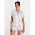 thumbnail image 1 of Joyspun Women’s Modal-Blend Ruffle Trim Notch Collar Top and Shorts Pajama Set, 2 Piece, Sizes XS-3X, 1 of 6