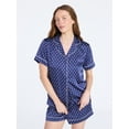 thumbnail image 1 of Joyspun Women’s Stretch Satin Short Sleeve Top and Shorts Pajama Set, Sizes XS-3X, 1 of 6