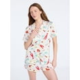 thumbnail image 1 of Joyspun Women’s Stretch Satin Short Sleeve Top and Shorts Pajama Set, Sizes XS-3X, 1 of 6