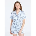 thumbnail image 1 of Joyspun Women’s Stretch Satin Short Sleeve Top and Shorts Pajama Set, Sizes XS-3X, 1 of 6