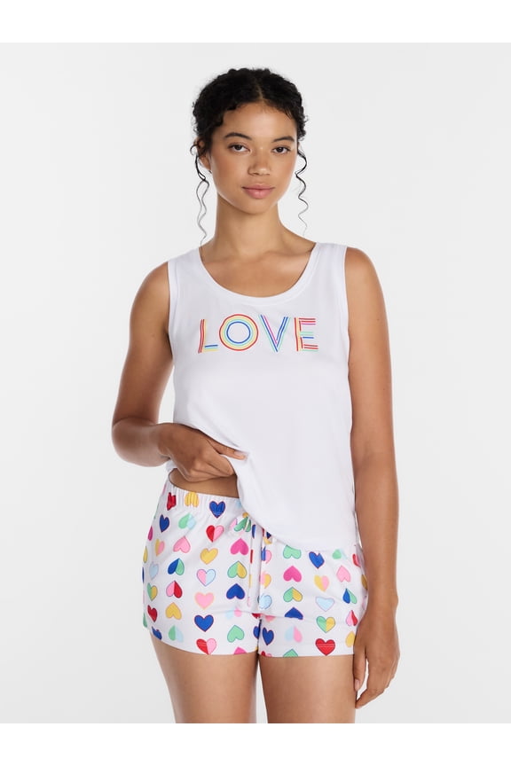 Women's Tank Top and Shorts Pajama Set, 2-Piece, Sizes XS-3X