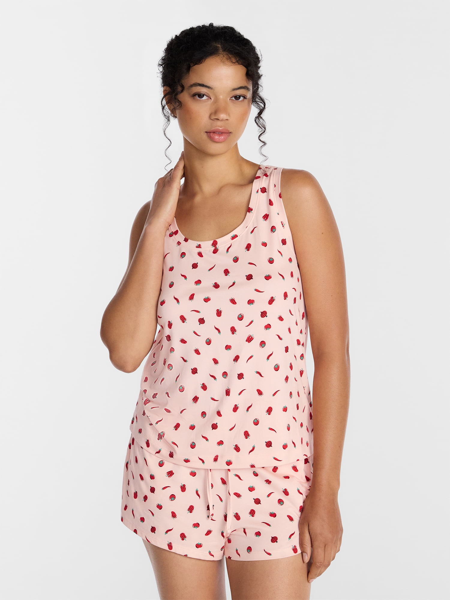 Joyspun Women's Tank Top and Shorts Pajama Set, 2-Piece, Sizes XS-3X