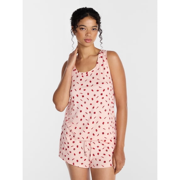 Joyspun Women's Tank Top and Shorts Pajama Set, 2-Piece, Sizes XS-3X