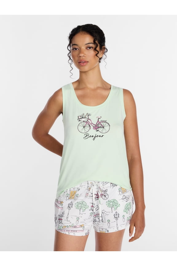 Women's Tank Top and Shorts Pajama Set, 2-Piece, Sizes XS-3X