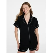 JOYSPUN Women’s Sleep Modal Short Sleeve Notch Top and Shorts Pajama Set, Size XS-XL, 2X-3X