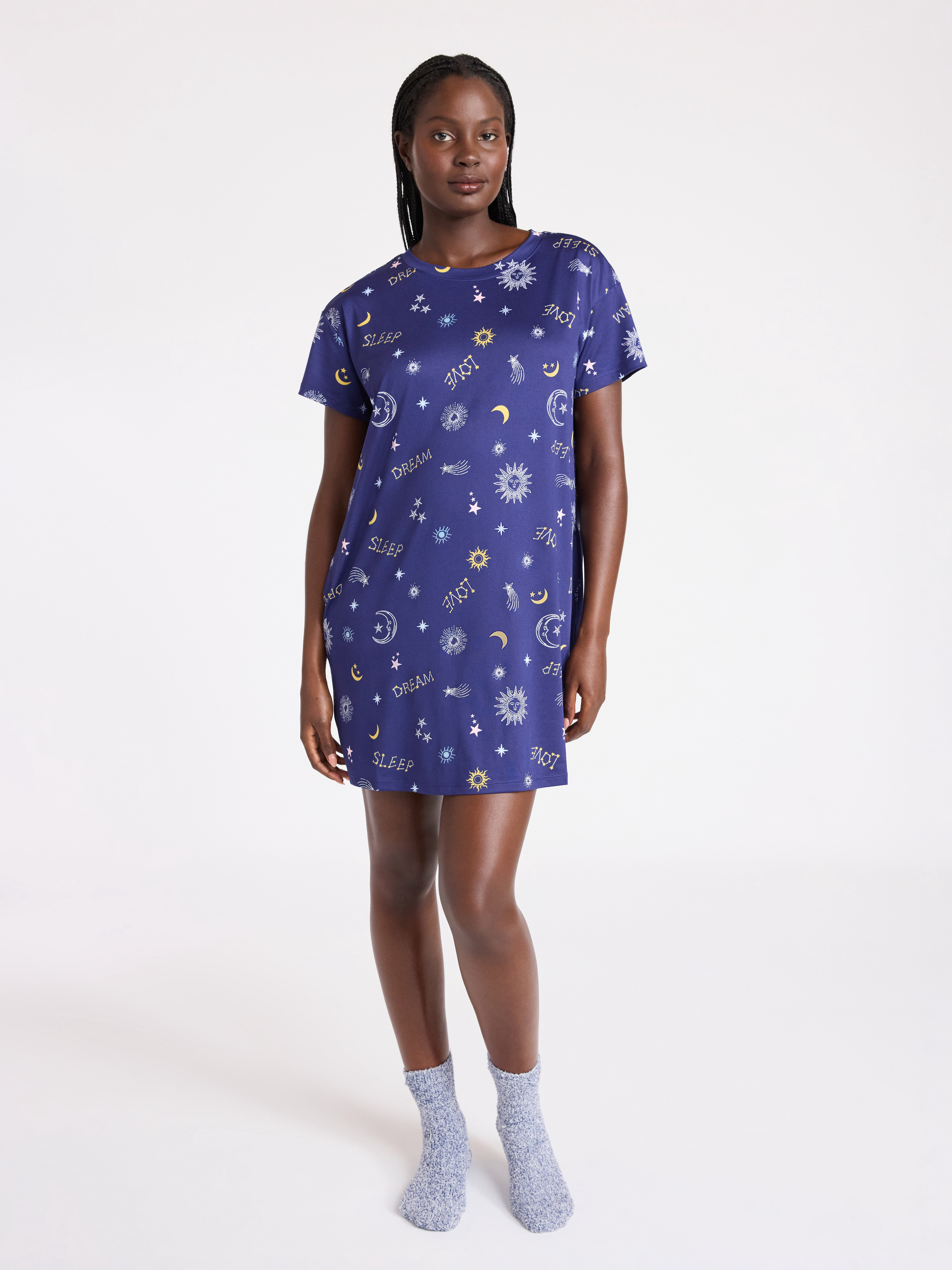 Joyspun Women's Dreamy Soft Collection Sleepshirt with Short Sleeves, Sizes S/M-2X/3X