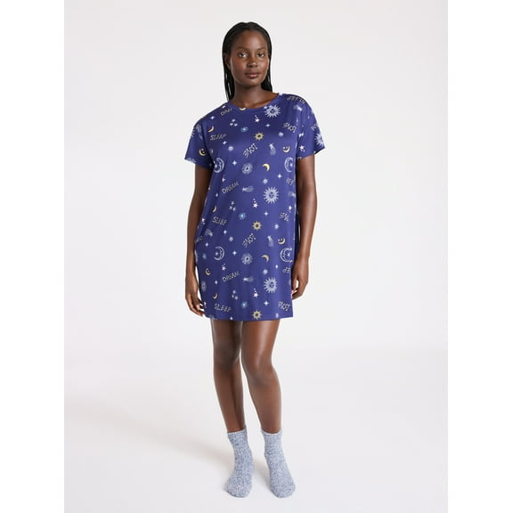 Joyspun Women's Dreamy Soft Collection Sleepshirt with Short Sleeves, Sizes S/M-2X/3X