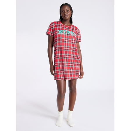 Joyspun Women's Dreamy Soft Collection Sleepshirt with Short Sleeves, Sizes S/M-2X/3X