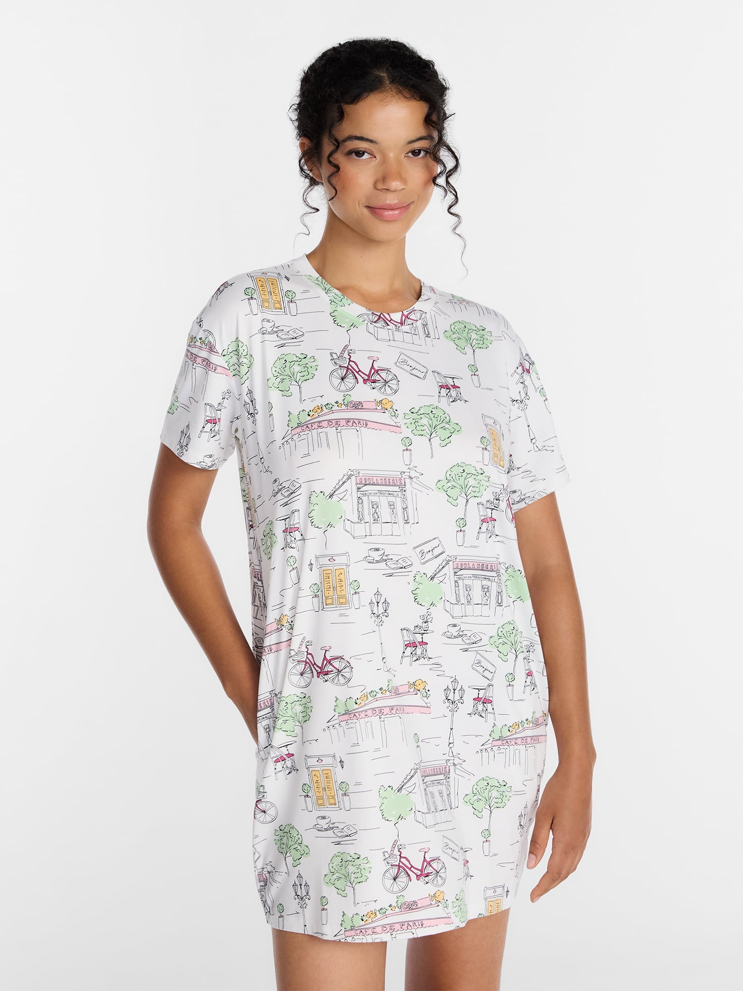 Joyspun Women’s Dreamy Soft Collection Short Sleeve Sleep Shirt, Sizes S/M to 2X/3X