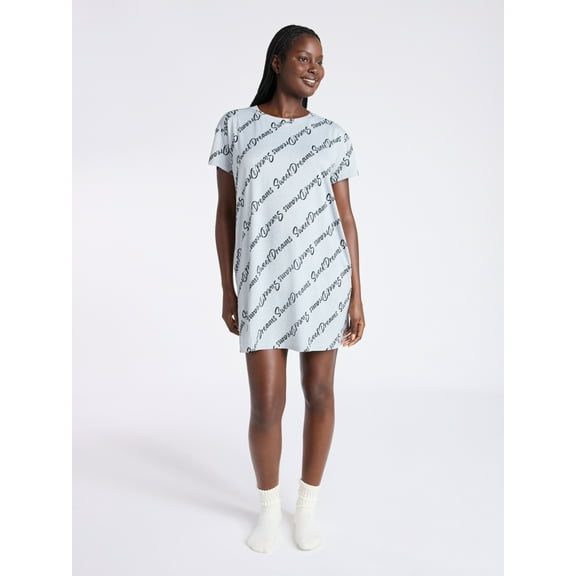 Joyspun Women's Dreamy Soft Collection Sleepshirt with Short Sleeves, Sizes S/M-2X/3X