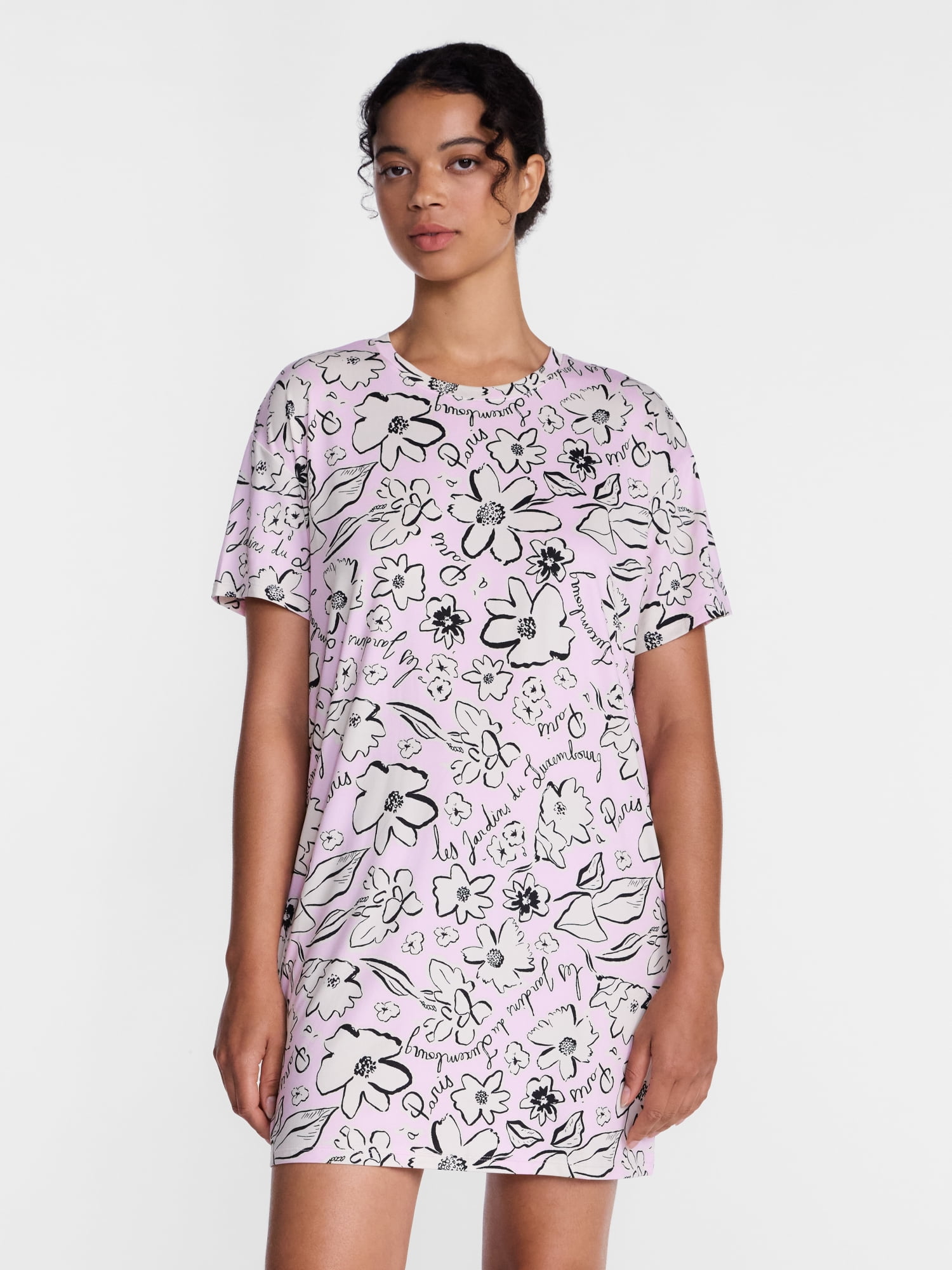 Joyspun Women’s Dreamy Soft Collection Short Sleeve Sleep Shirt, Sizes S/M to 2X/3X