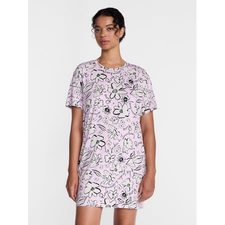 Joyspun Women’s Dreamy Soft Collection Short Sleeve Sleep Shirt, Sizes S/M to 2X/3X