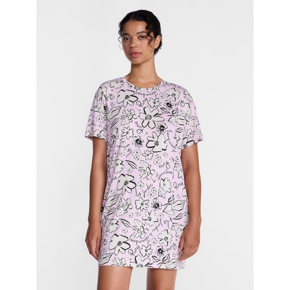 Joyspun Women’s Dreamy Soft Collection Short Sleeve Sleep Shirt, Sizes S/M to 2X/3X