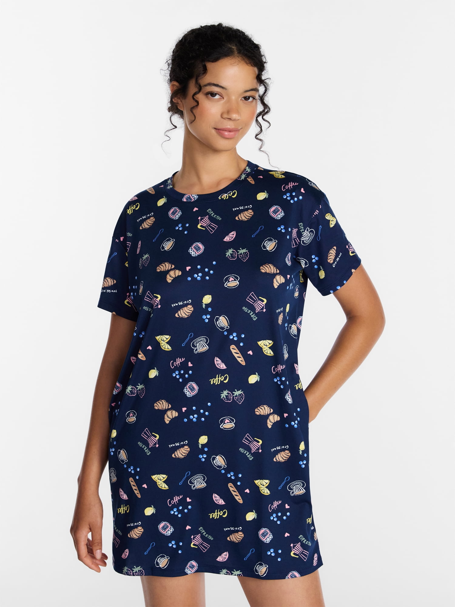 Joyspun Women’s Dreamy Soft Collection Short Sleeve Sleep Shirt, Sizes S/M to 2X/3X
