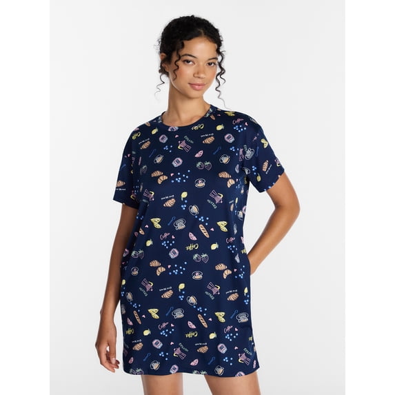 Joyspun Women’s Dreamy Soft Collection Short Sleeve Sleep Shirt, Sizes S/M to 2X/3X