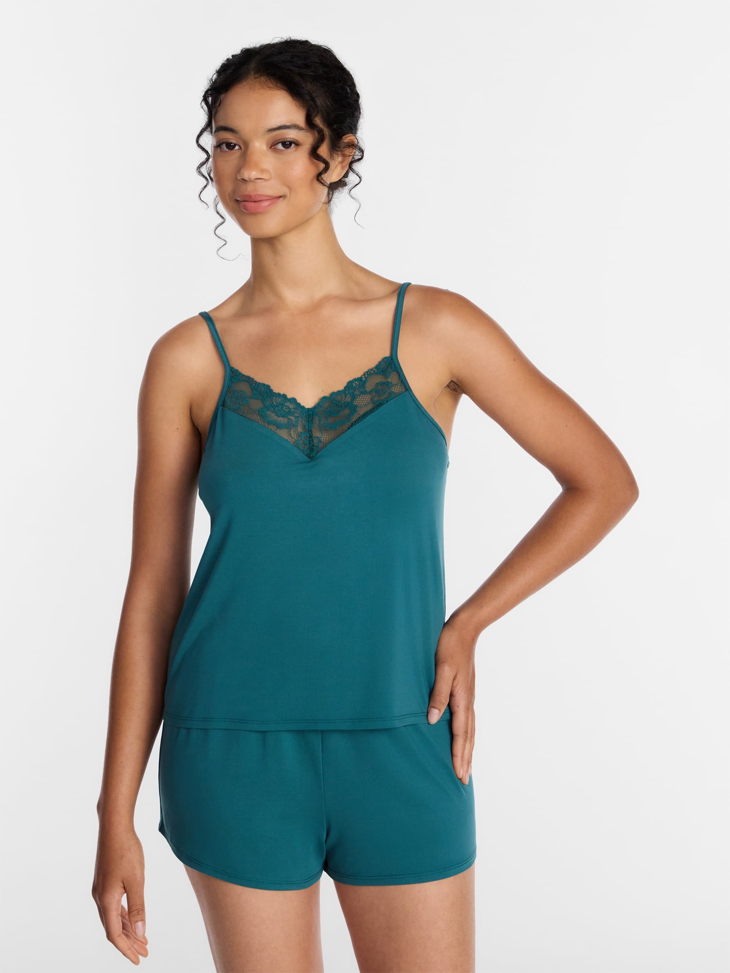 Joyspun Women's Dreamy Soft Collection Lace Trim Knit Cami and