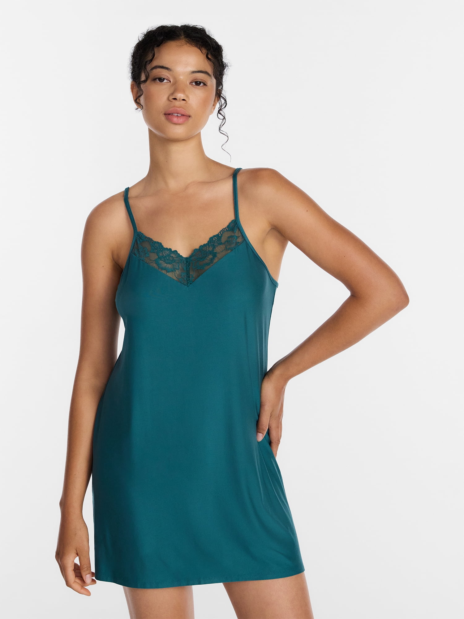 Joyspun Women’s Dreamy Soft Collection Lace Front Knit Chemise, Sizes XS-3X