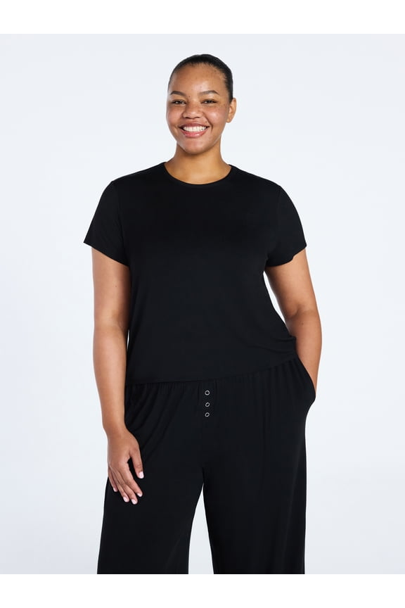 Women’s Scoop Neck Sleepwear Modal Tee with Short Sleeves, Sizes S-3X