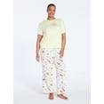 thumbnail image 1 of Joyspun Women's Dreamy Soft Collection Short Sleeve Sleep Top and Open Leg Pants Pajama Set, 2-Piece, Sizes XS-3X, 1 of 4