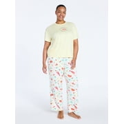 Women's Dreamy Soft Collection Short Sleeve Sleep Top and Open Leg Pants Pajama Set, 2-Piece, Sizes XS-3X