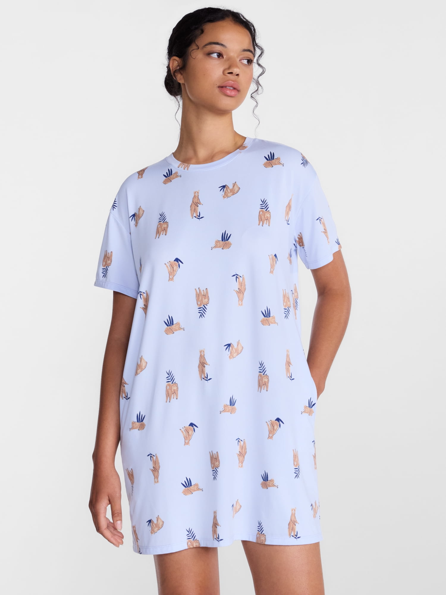 Joyspun Women's Essential Short Sleeve Sleepshirt, Sizes S/M to 2X/3X