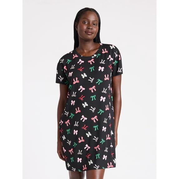Joyspun Women's Dreamy Soft Collection Sleepshirt with Short Sleeves, Sizes S/M-2X/3X
