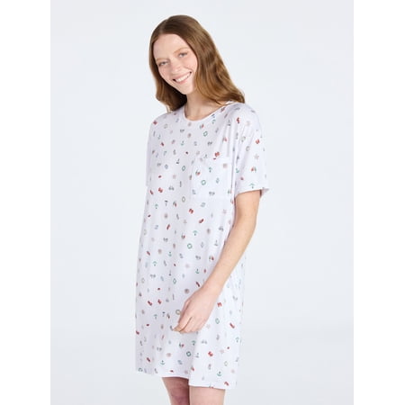 Joyspun Women's Dreamy Soft Collection Short Sleeve Sleepshirt, Sizes S/M-2X/3X