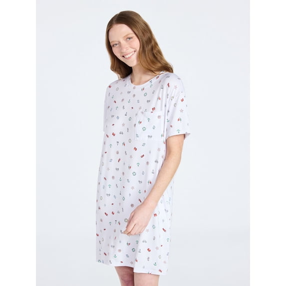 Joyspun Women's Dreamy Soft Collection Short Sleeve Sleepshirt, Sizes S/M-2X/3X
