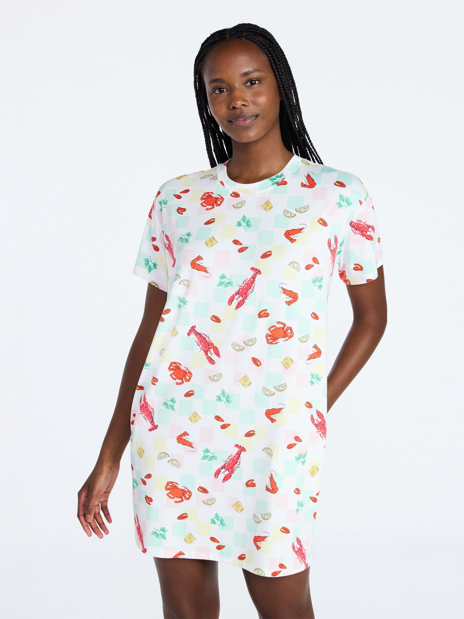 Joyspun Women's Dreamy Soft Collection Short Sleeve Sleepshirt, Sizes S/M-2X/3X