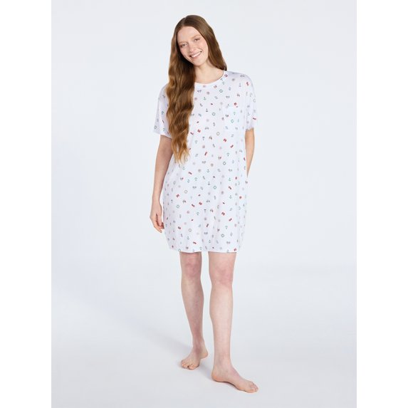Joyspun Women's Dreamy Soft Collection Short Sleeve Sleepshirt, Sizes S/M-2X/3X