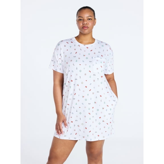 Joyspun Women's Dreamy Soft Collection Short Sleeve Sleepshirt, Sizes S/M-2X/3X