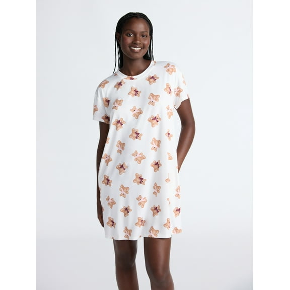 Joyspun Women's Dreamy Soft Collection Sleepshirt with Short Sleeves, Sizes S/M-2X/3X