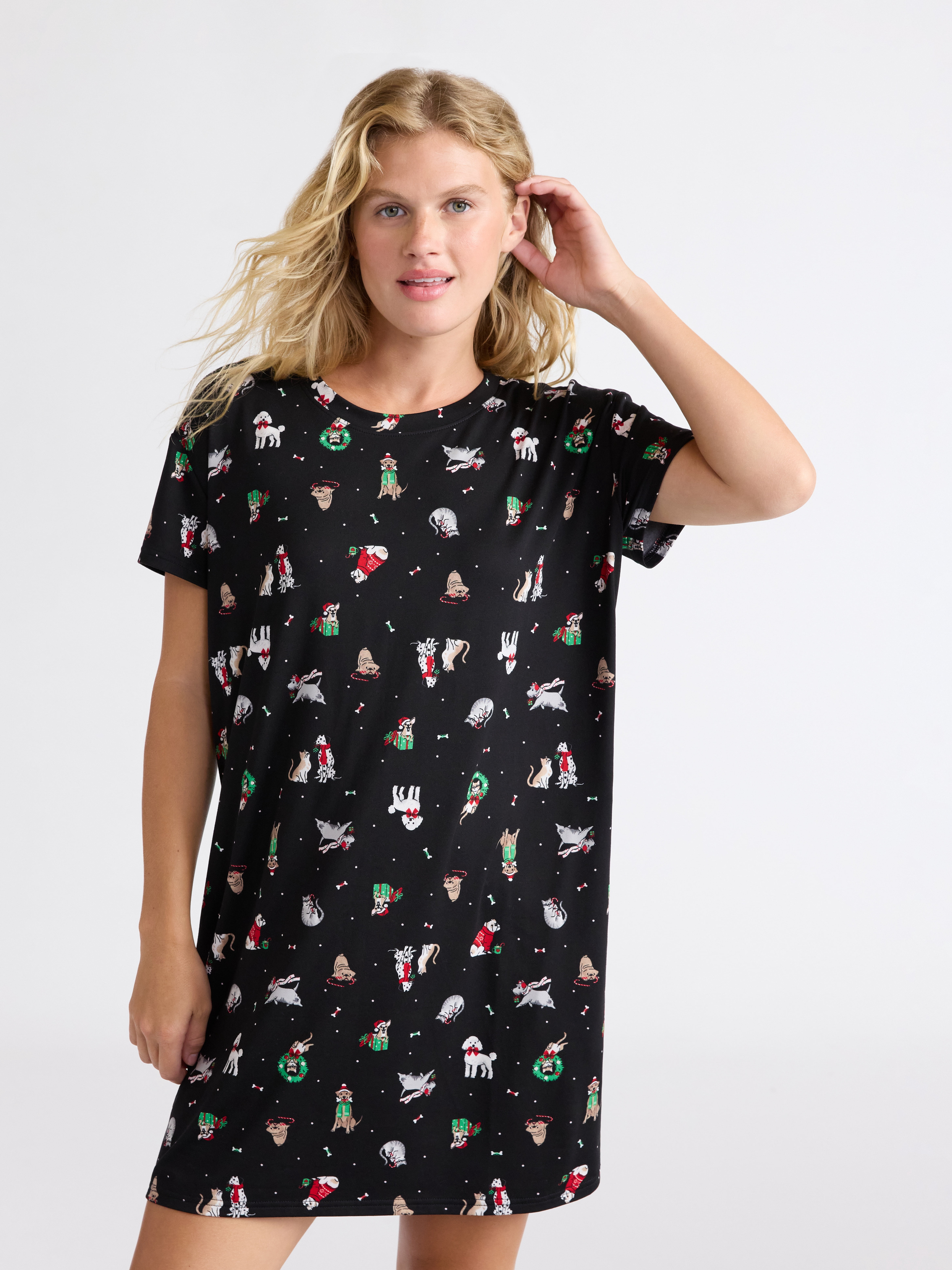Joyspun Women's Dreamy Soft Collection Sleepshirt with Short Sleeves, Sizes S/M-2X/3X