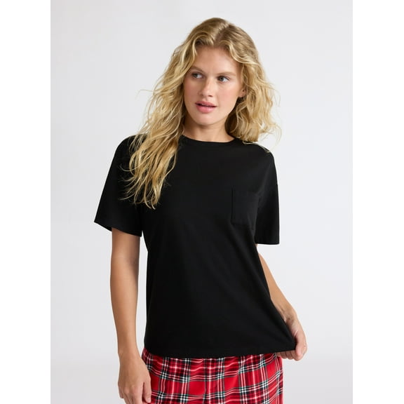 Joyspun Women's Sleep Tee with Short Sleeves, Sizes XS-3X