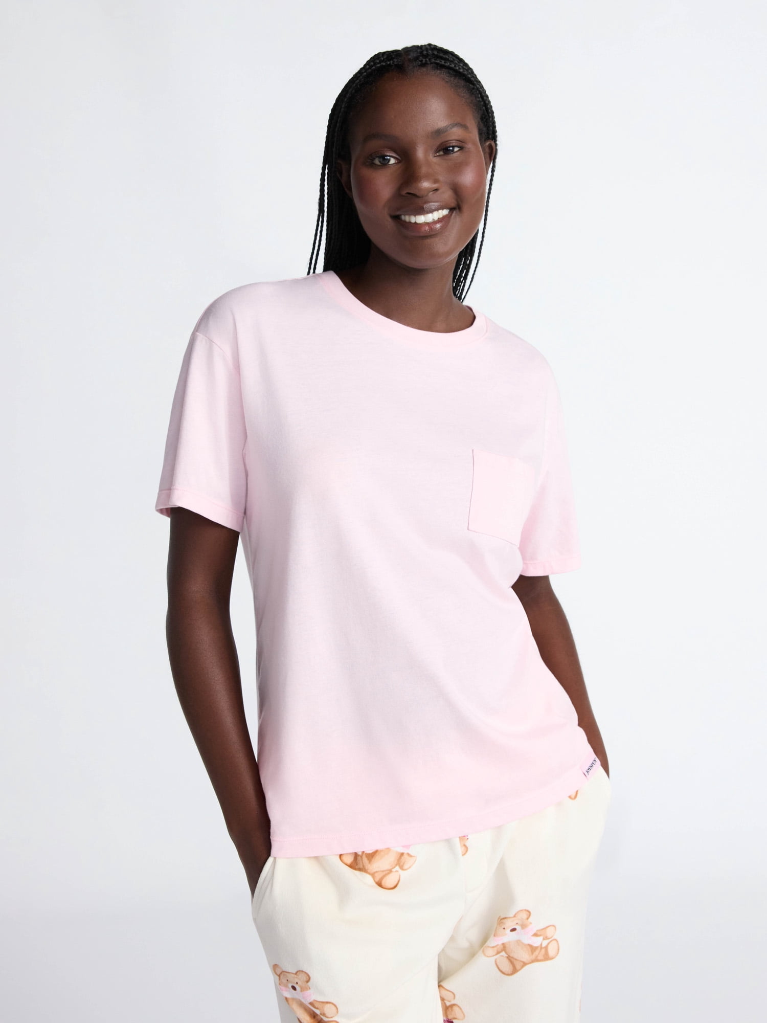 Joyspun Women's Sleep Tee with Short Sleeves, Sizes XS-3X